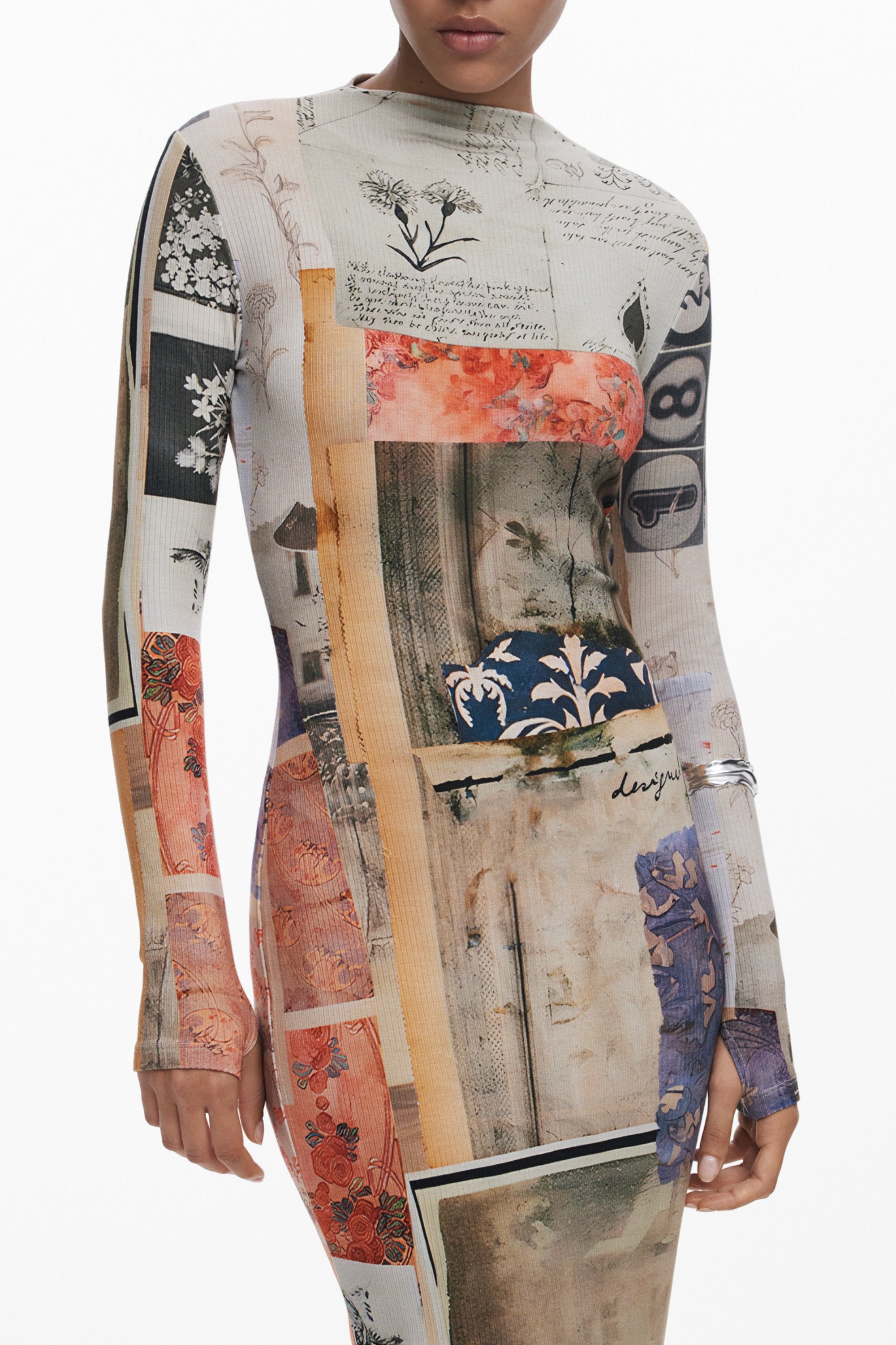 DESIGUAL WOMEN'S LONG DRESS IN BEIGE