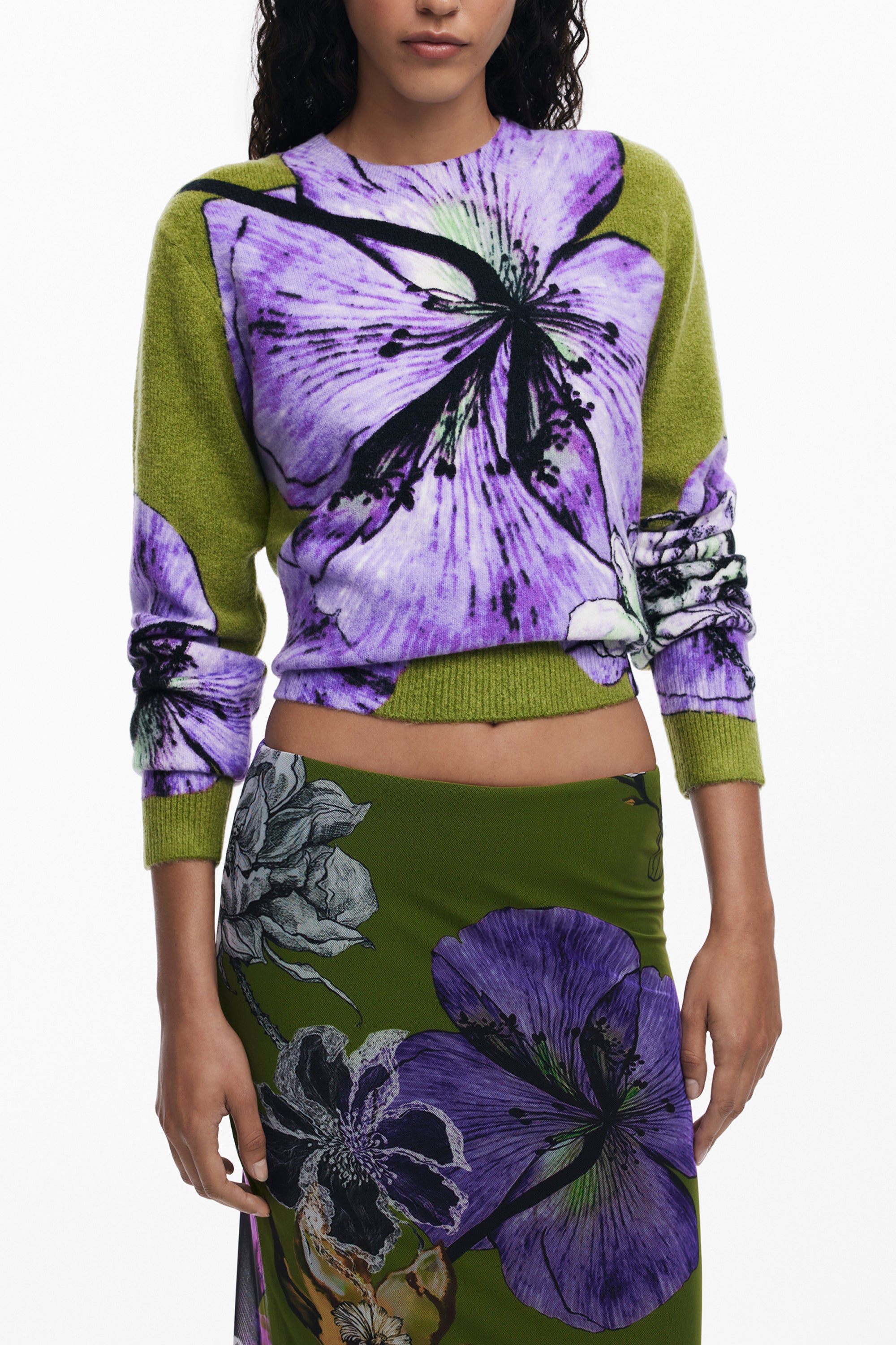 DESIGUAL WOMEN'S LONG GREEN SKIRT