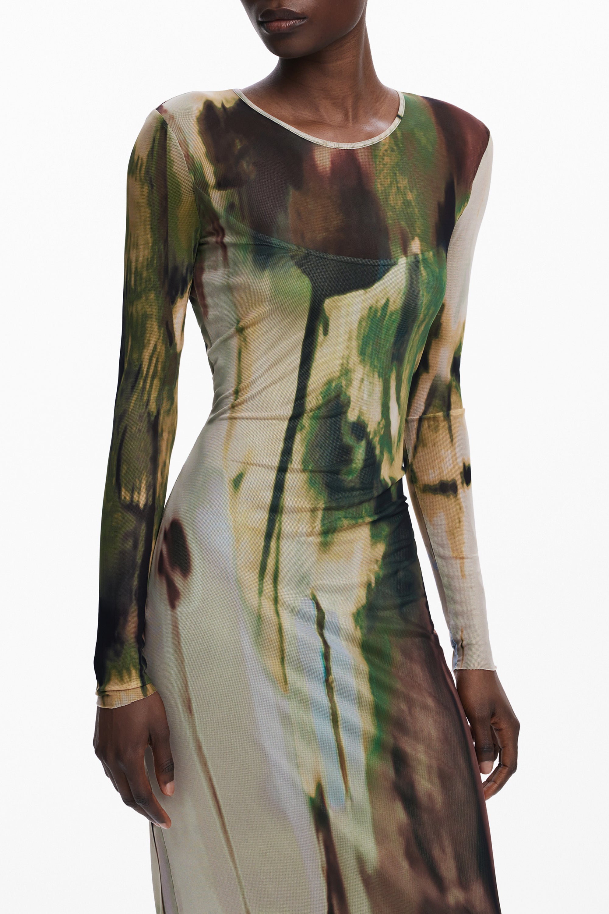 DESIGUAL WOMEN'S LONG DRESS GREEN