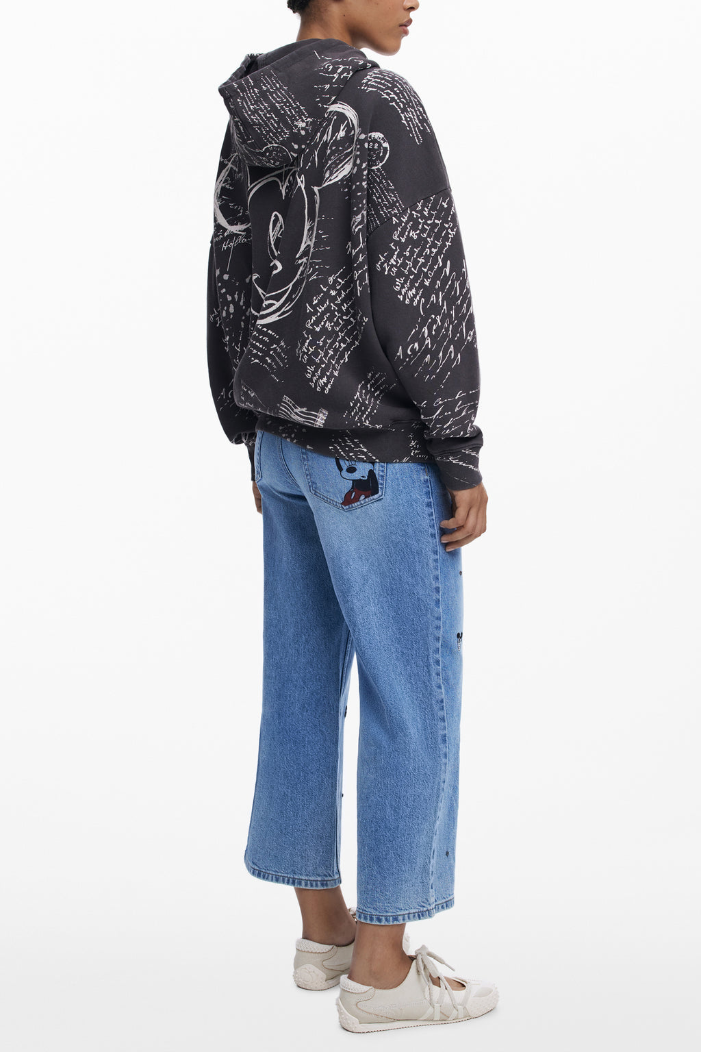 DESIGUAL WOMEN'S BLACK ZIP-UP SWEATSHIRT