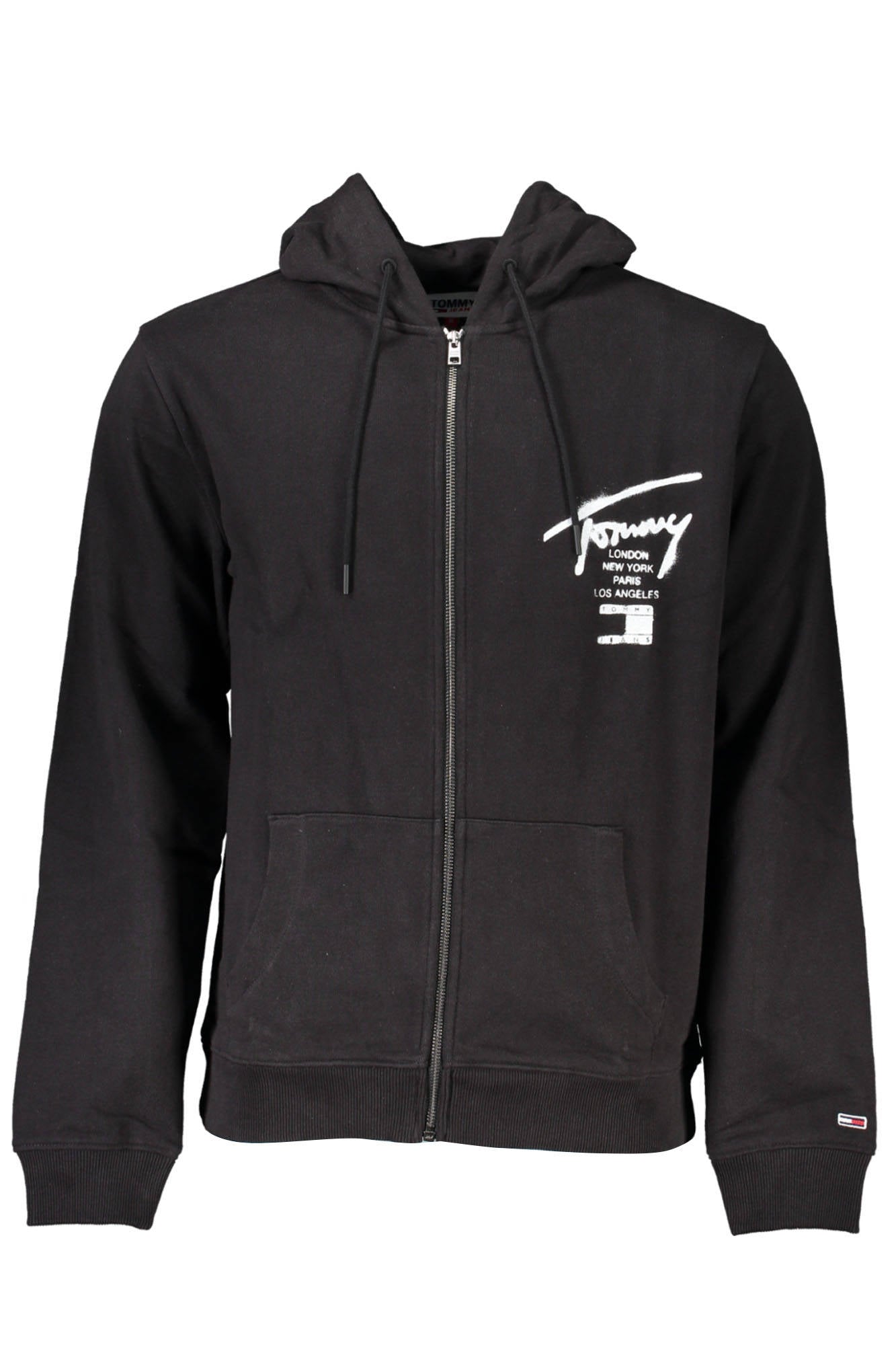 TOMMY HILFIGER MEN'S BLACK ZIPPED SWEATSHIRT