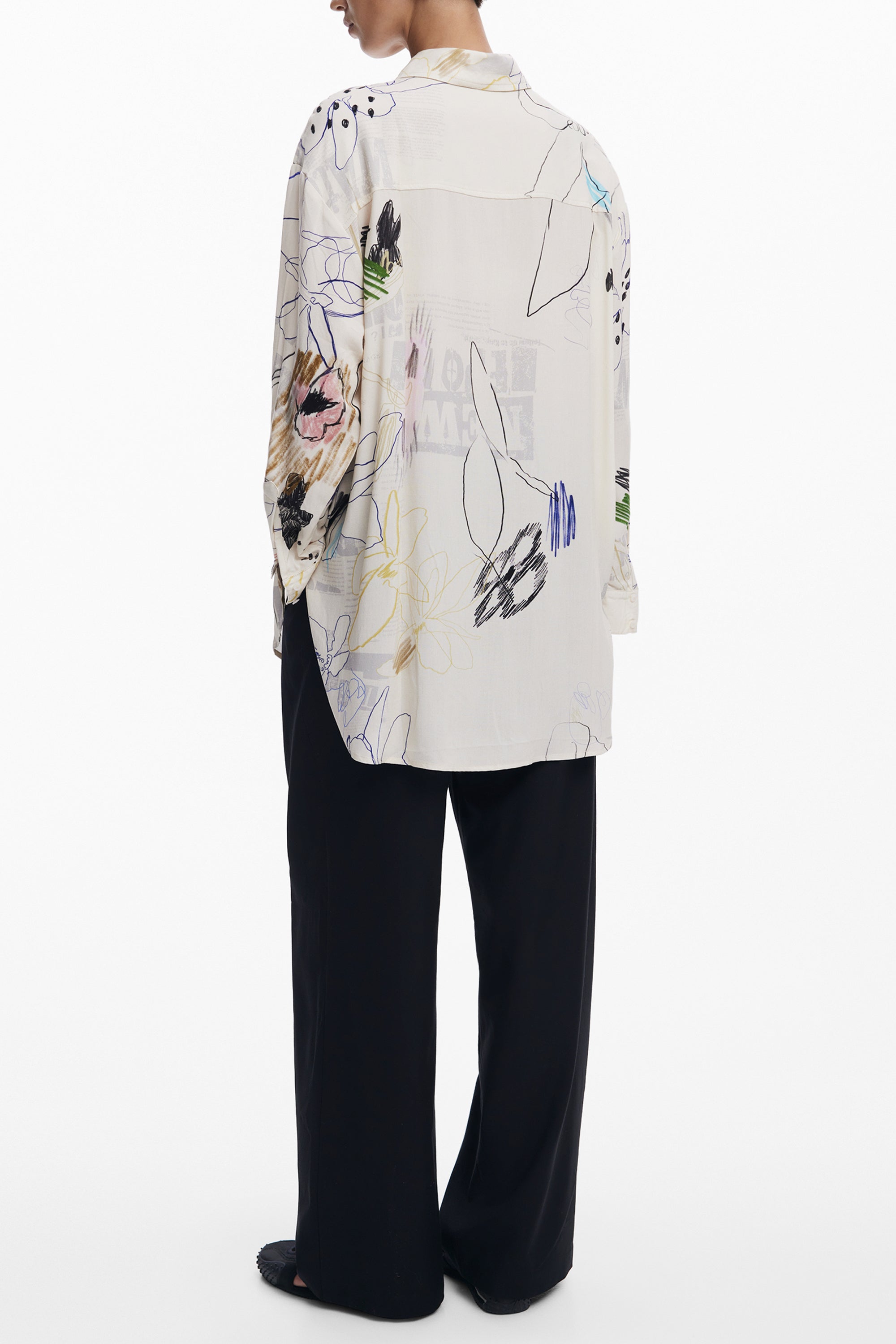 DESIGUAL WOMEN'S LONG-SLEEVED SHIRT WHITE