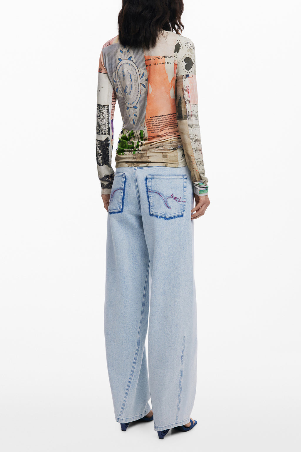 DESIGUAL WOMEN'S LONG-SLEEVE T-SHIRT BEIGE