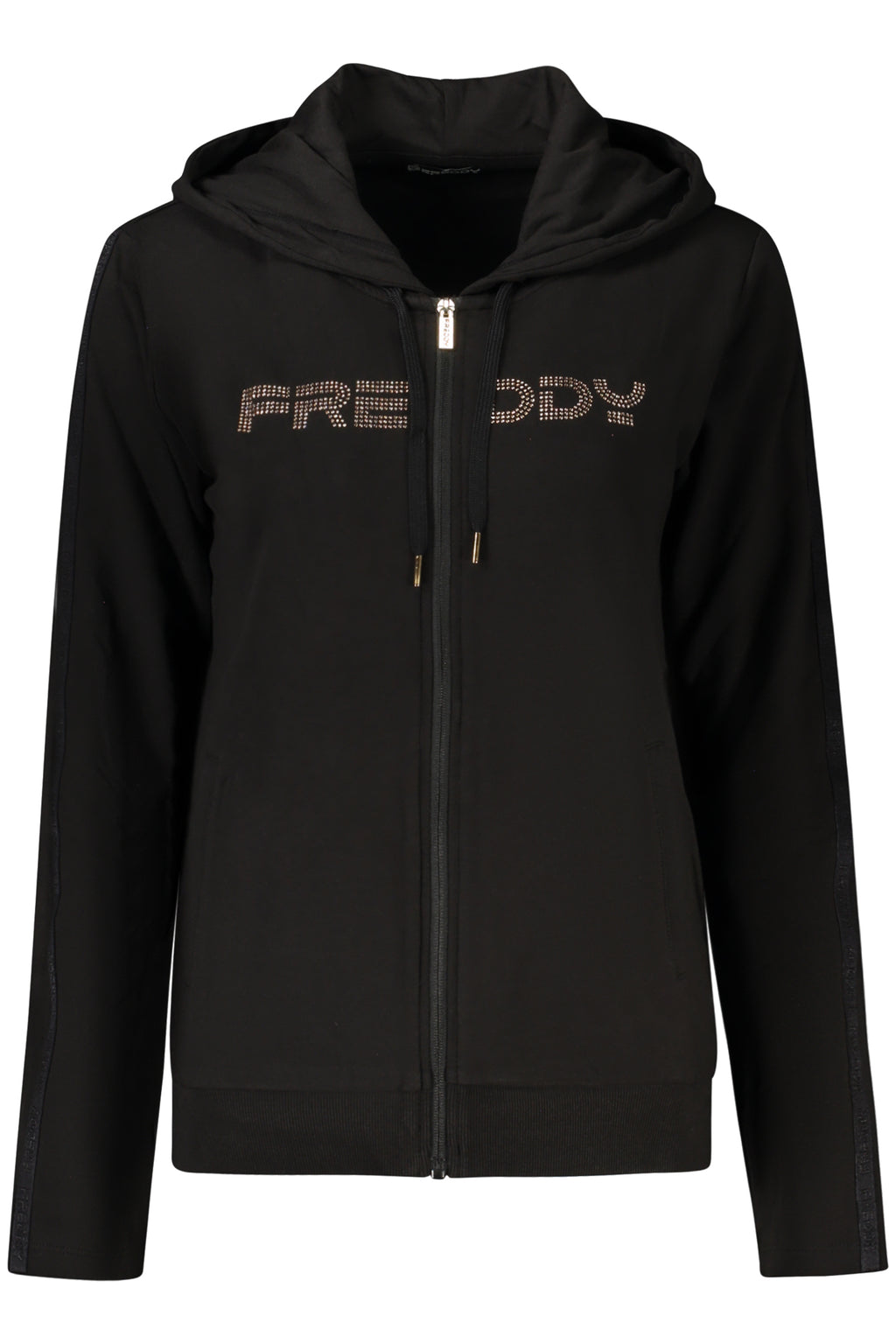 FREDDY WOMEN'S BLACK ZIP-UP SWEATSHIRT