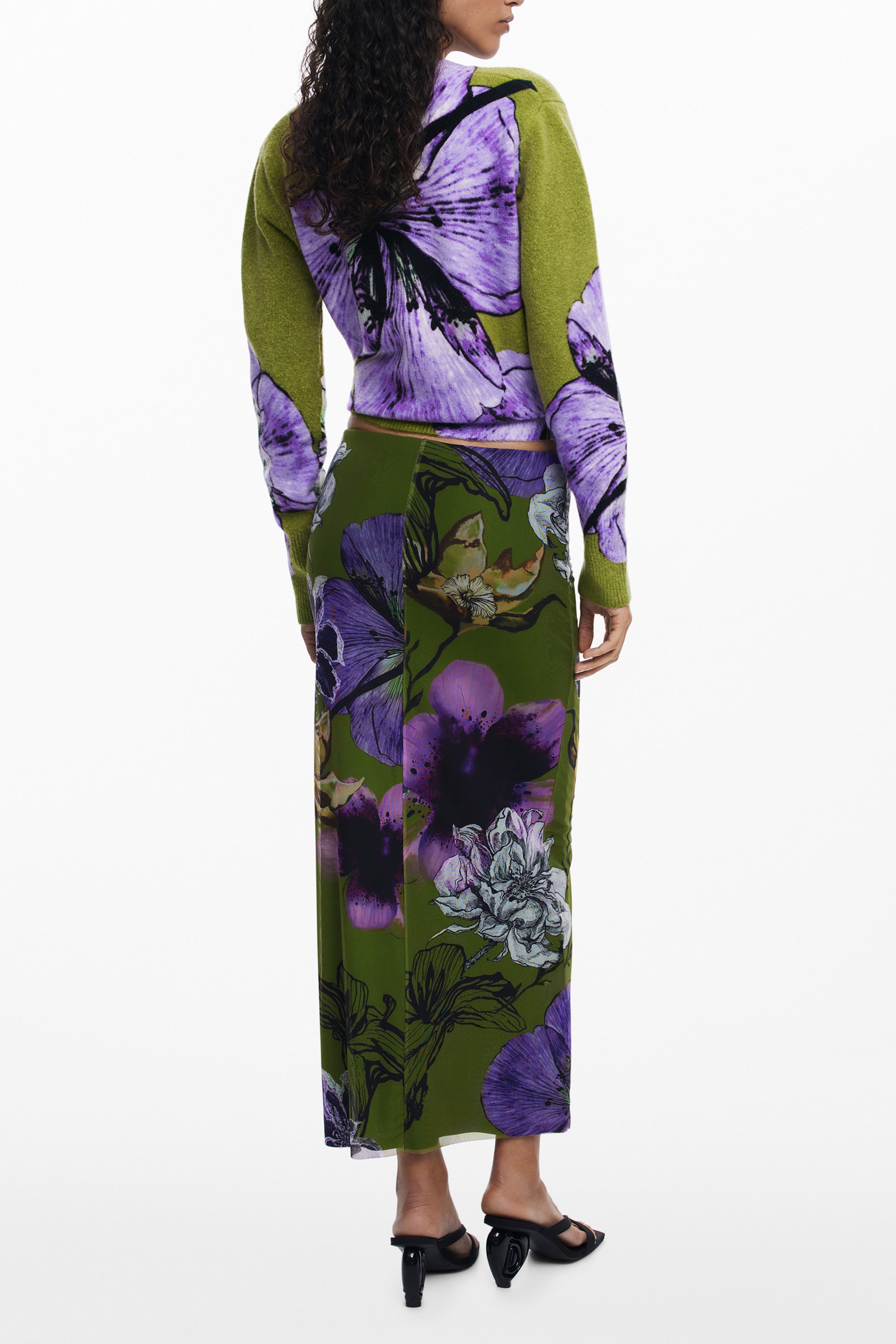 DESIGUAL WOMEN'S LONG GREEN SKIRT
