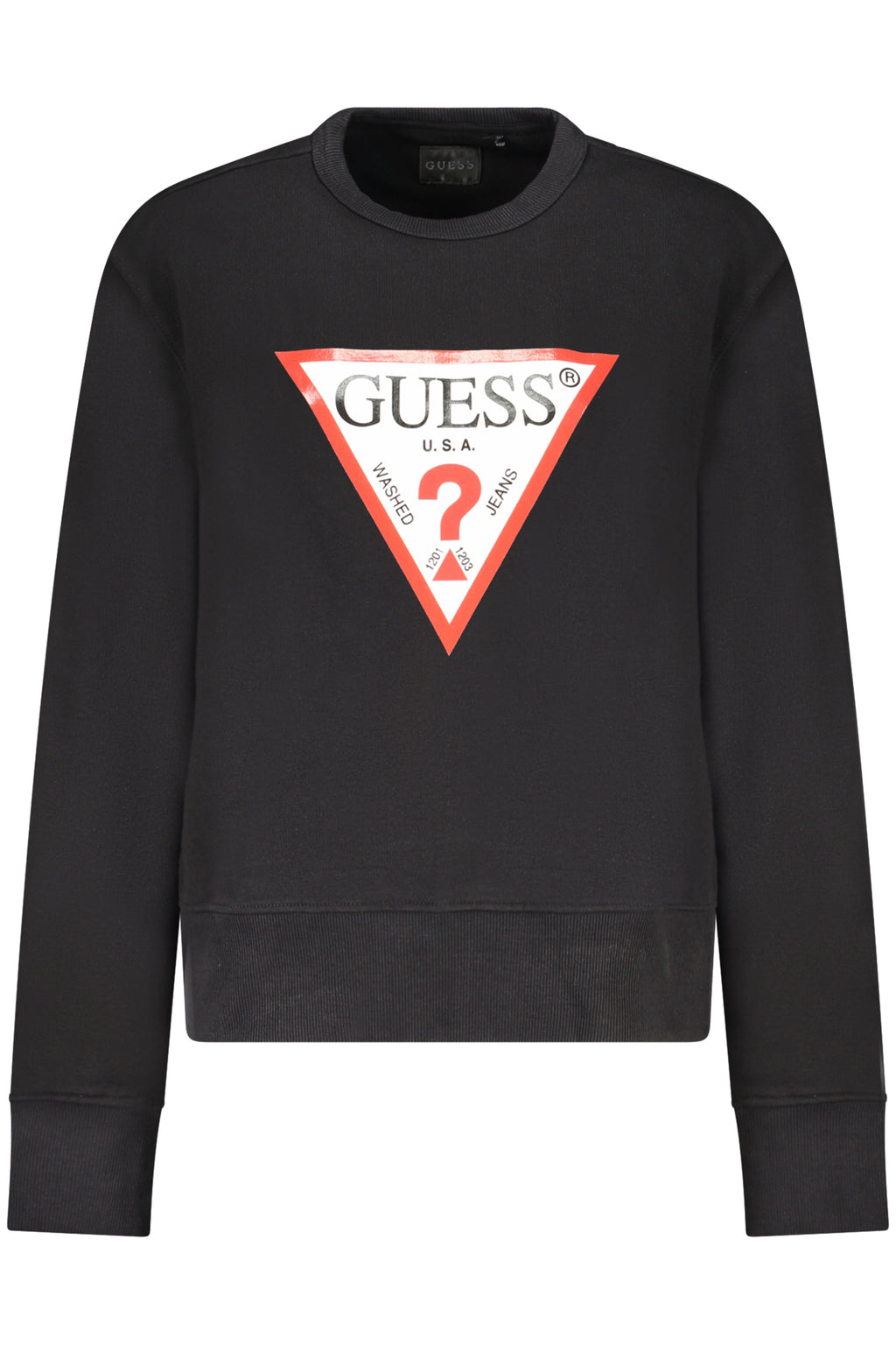 GUESS JEANS WOMEN'S BLACK ZIP-UP SWEATSHIRT
