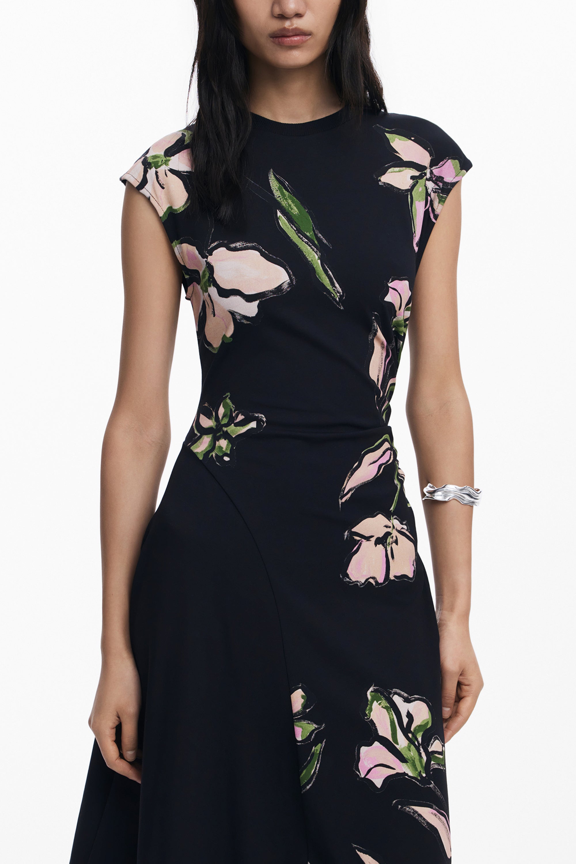 DESIGUAL WOMEN'S LONG BLACK DRESS