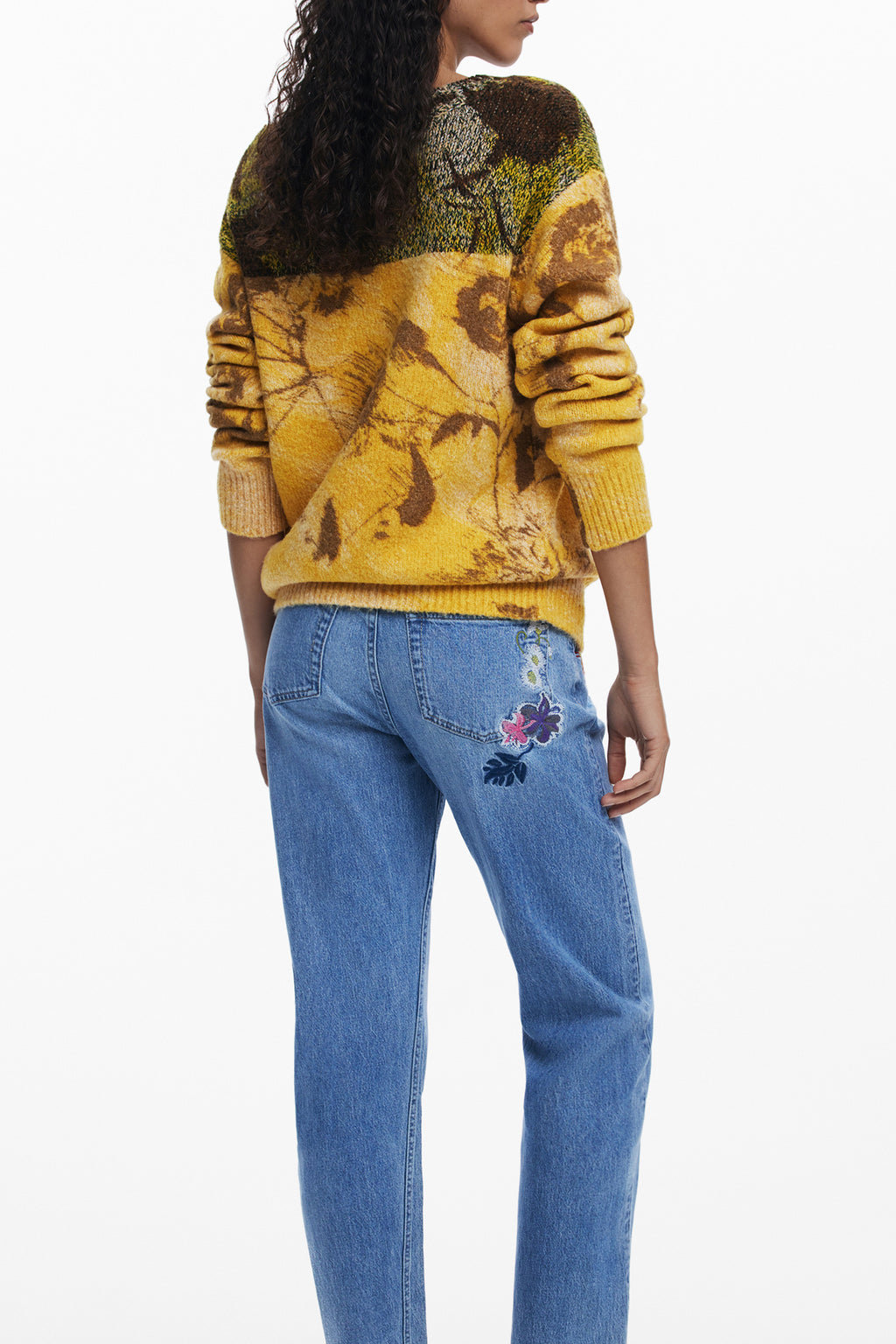DESIGUAL WOMEN'S YELLOW SWEATER