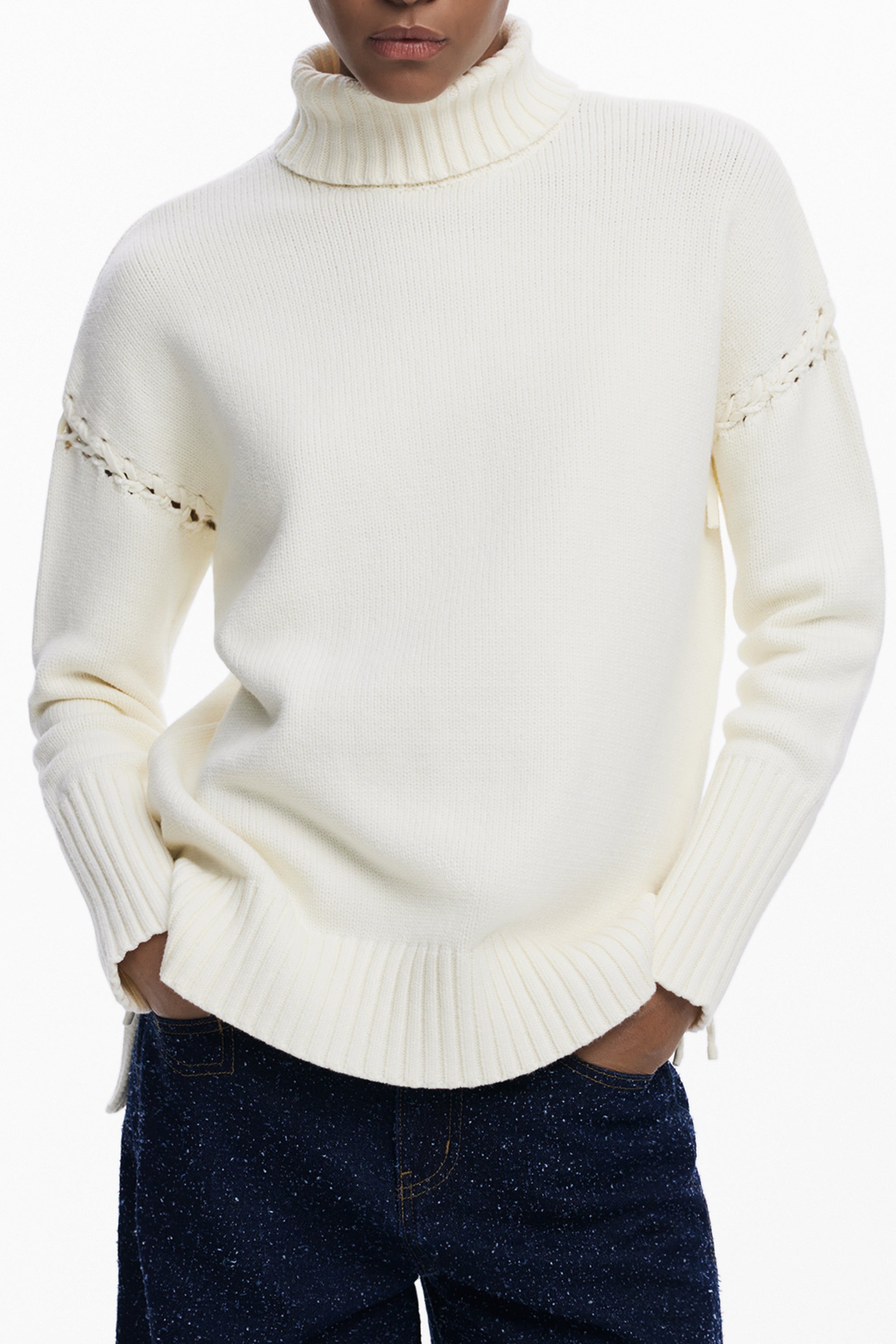 DESIGUAL WOMEN'S WHITE SWEATER