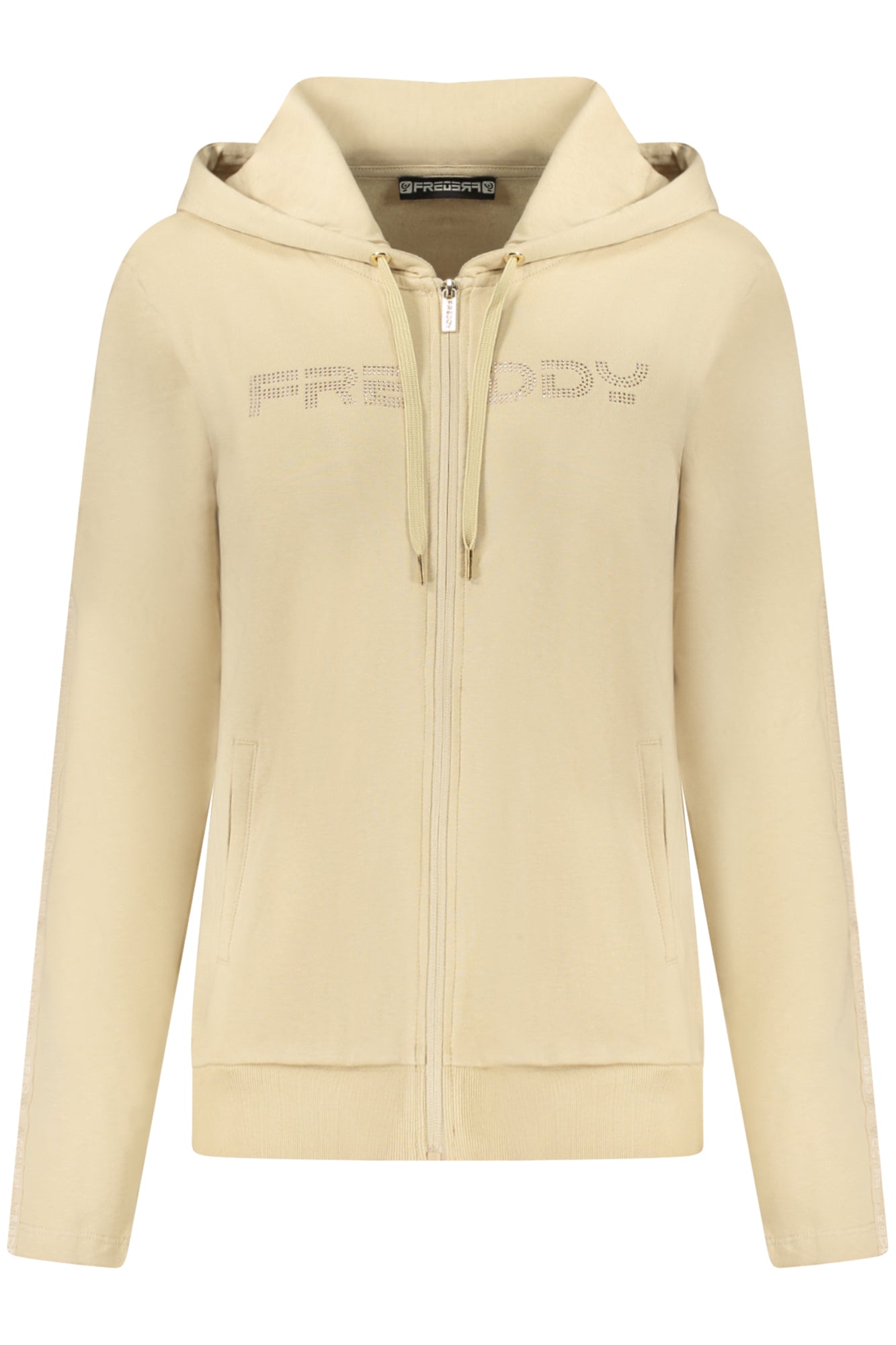 FREDDY WOMEN'S BEIGE ZIP-UP SWEATSHIRT