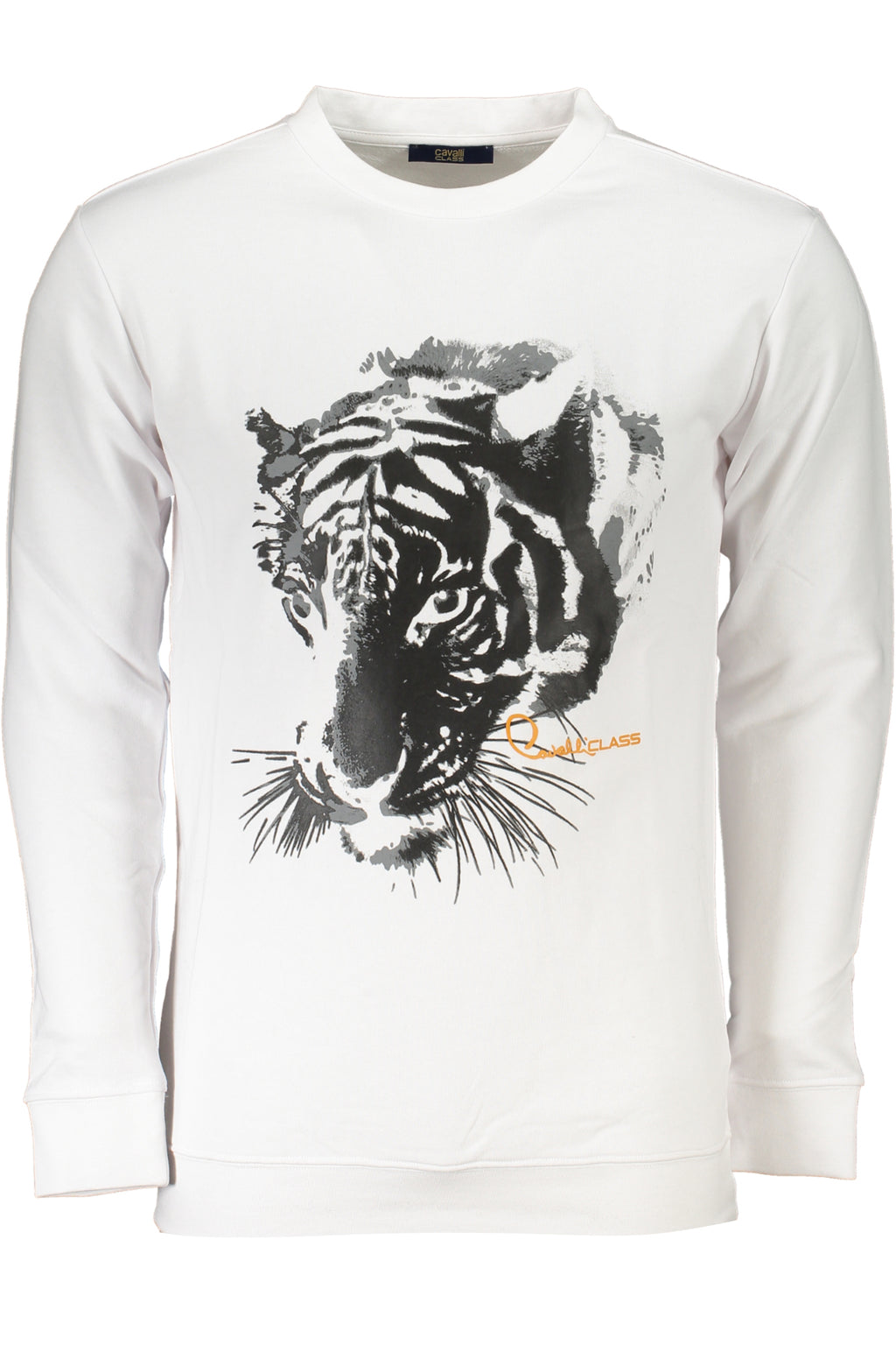 CAVALLI CLASS MEN'S WHITE ZIPLESS SWEATSHIRT